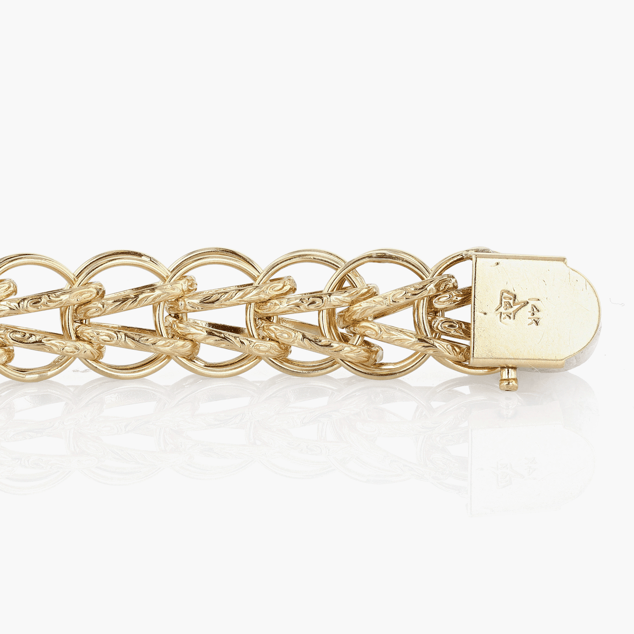 14k Yellow Gold Link Charm Bracelet Circa 1960's