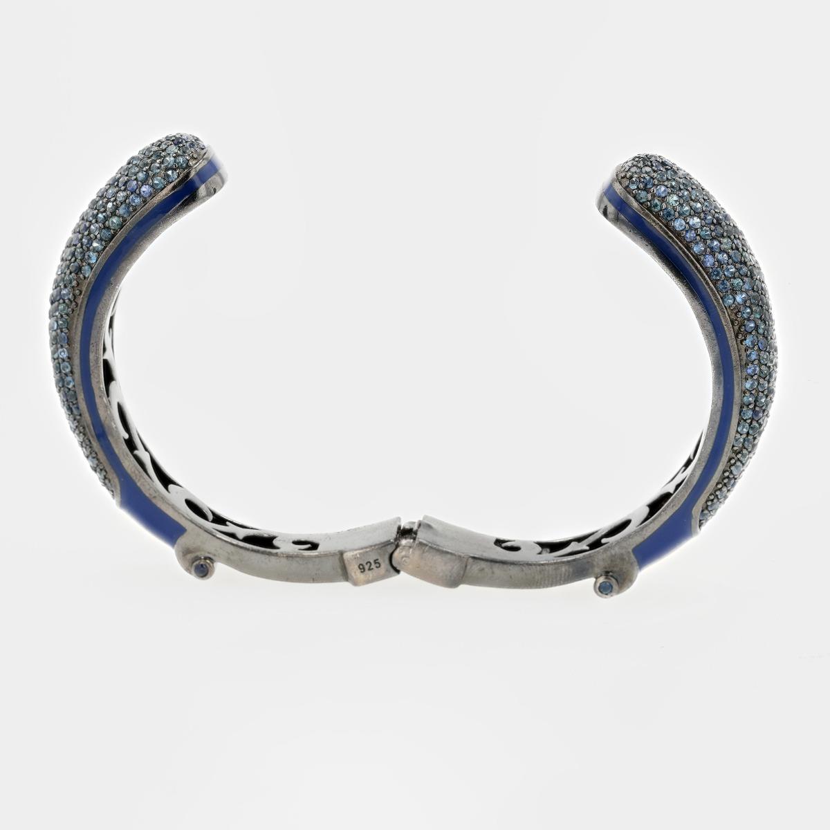 Matthew Campbell Laurenza Sterling Silver Blue Enamel Bangle