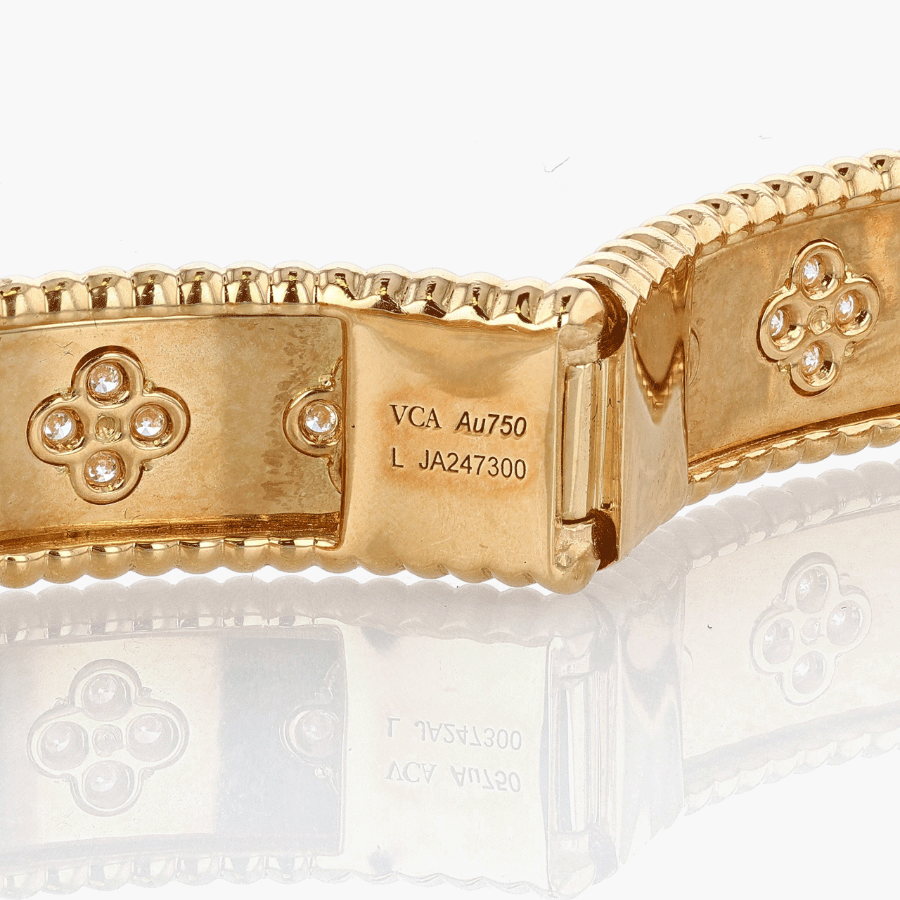 Van Cleef & Arpels Gold and Diamond Perlee Hinged Bangle