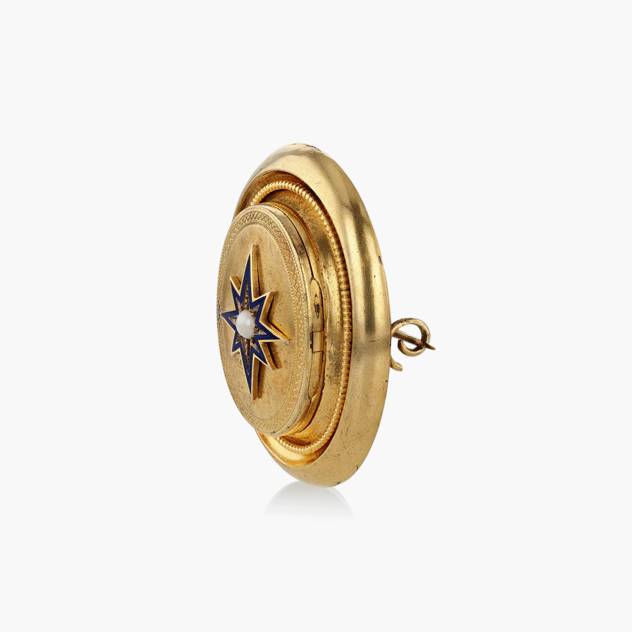 Antique Gold, Pearl, and Enamel Brooch