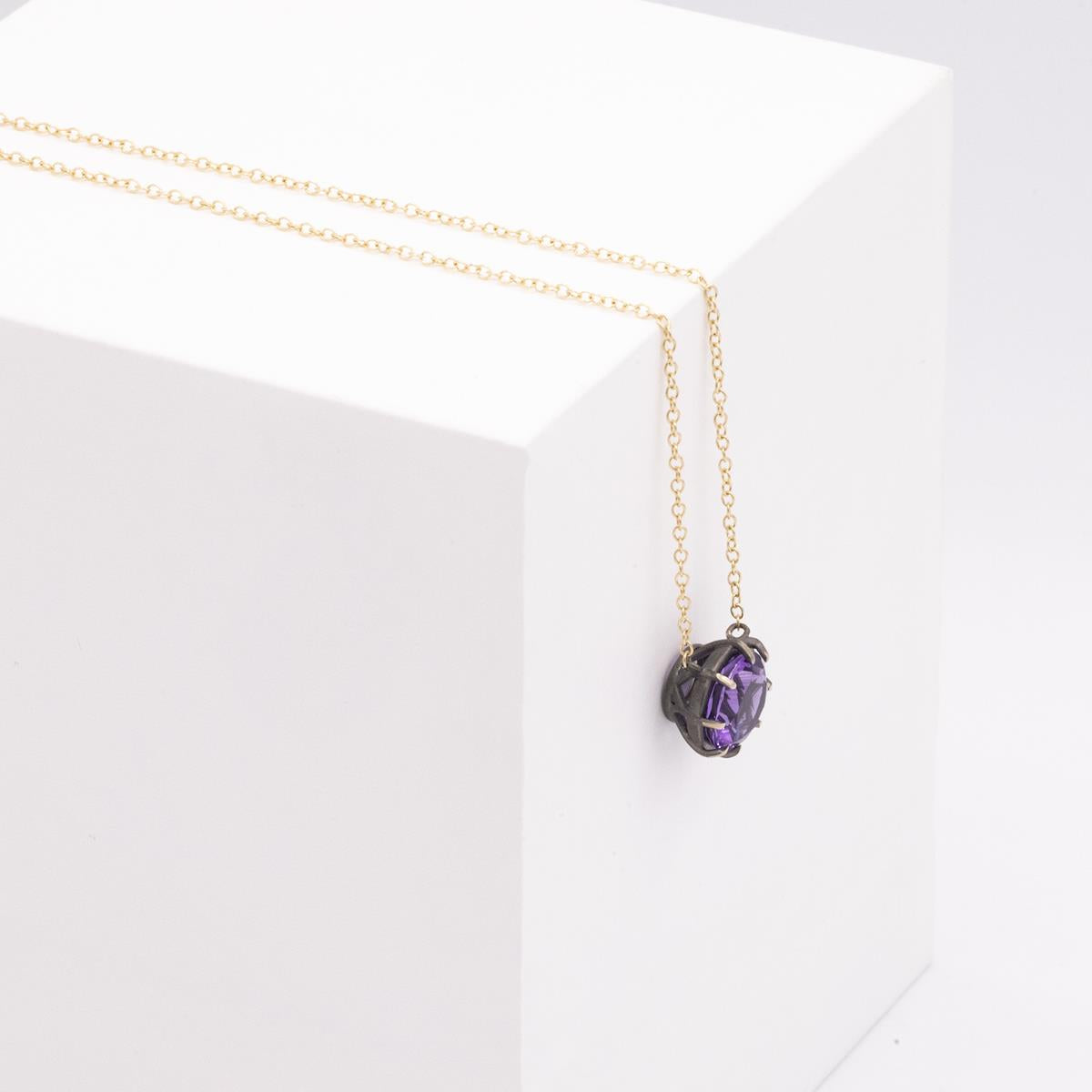 Gemma Collection 14KT Gold Amethyst Pendant Necklace