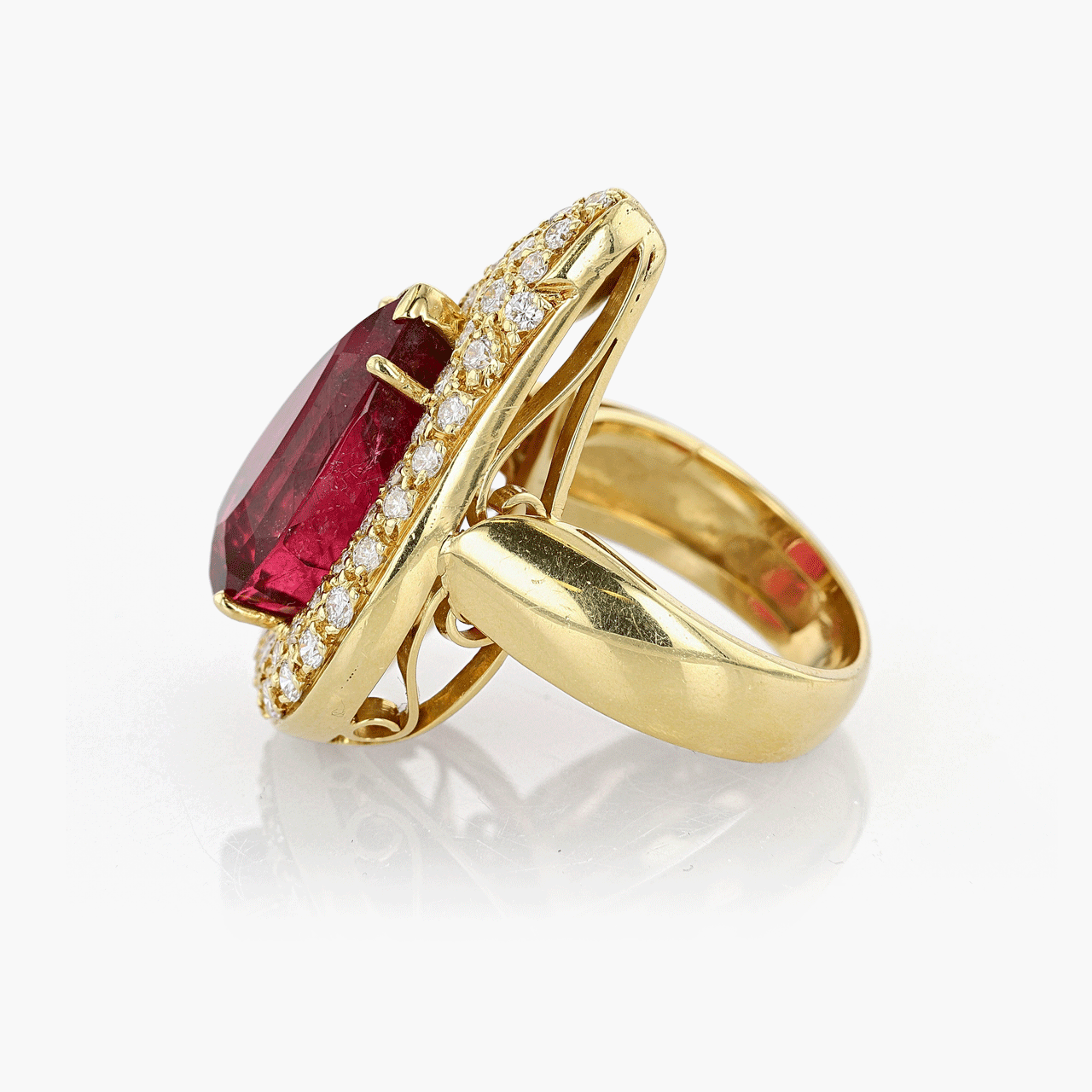 Gold, Diamond, and Rubellite Ring