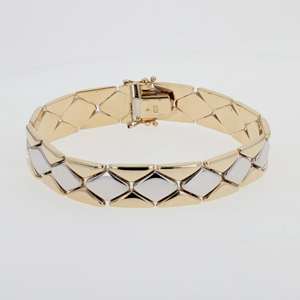 14KT Gold Two Tone Geometric Bracelet