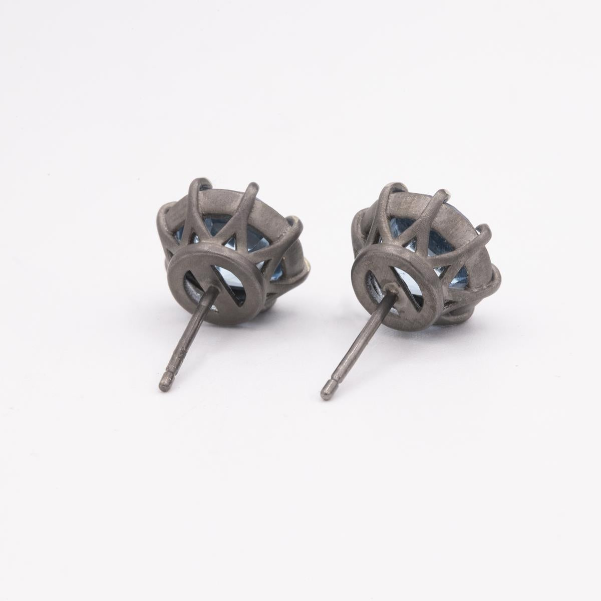 Gemma Collection 14KT Gold Blue Topaz Pushback Stud Earrings
