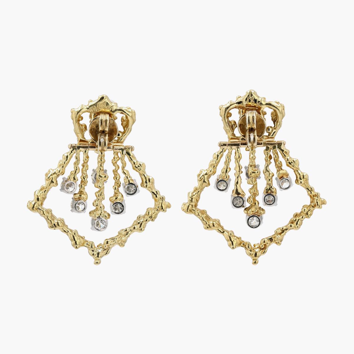 Barbara Anton Vintage 18KT Gold Diamond Earrings