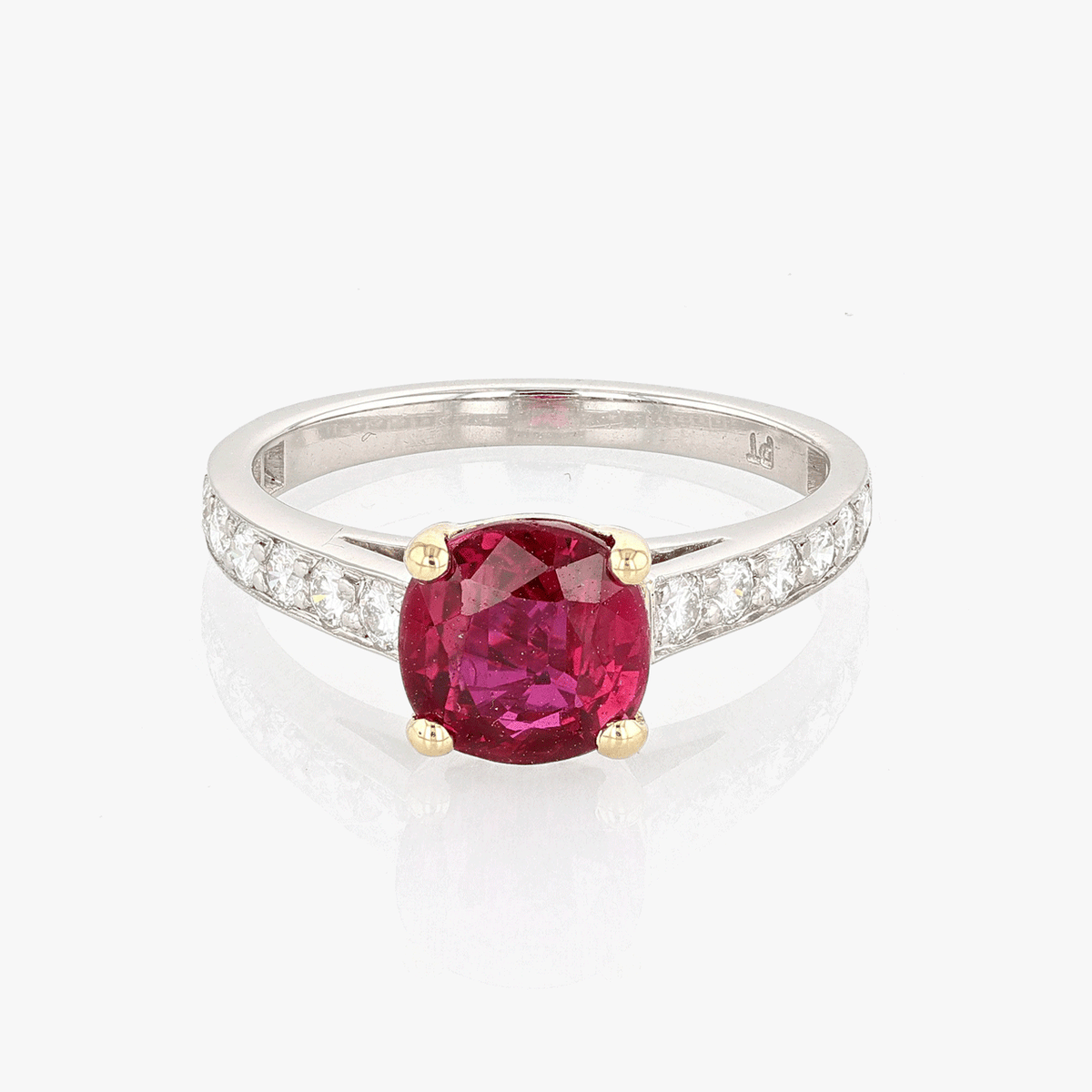 Platinum, Gold, Ruby, and Diamond Ring