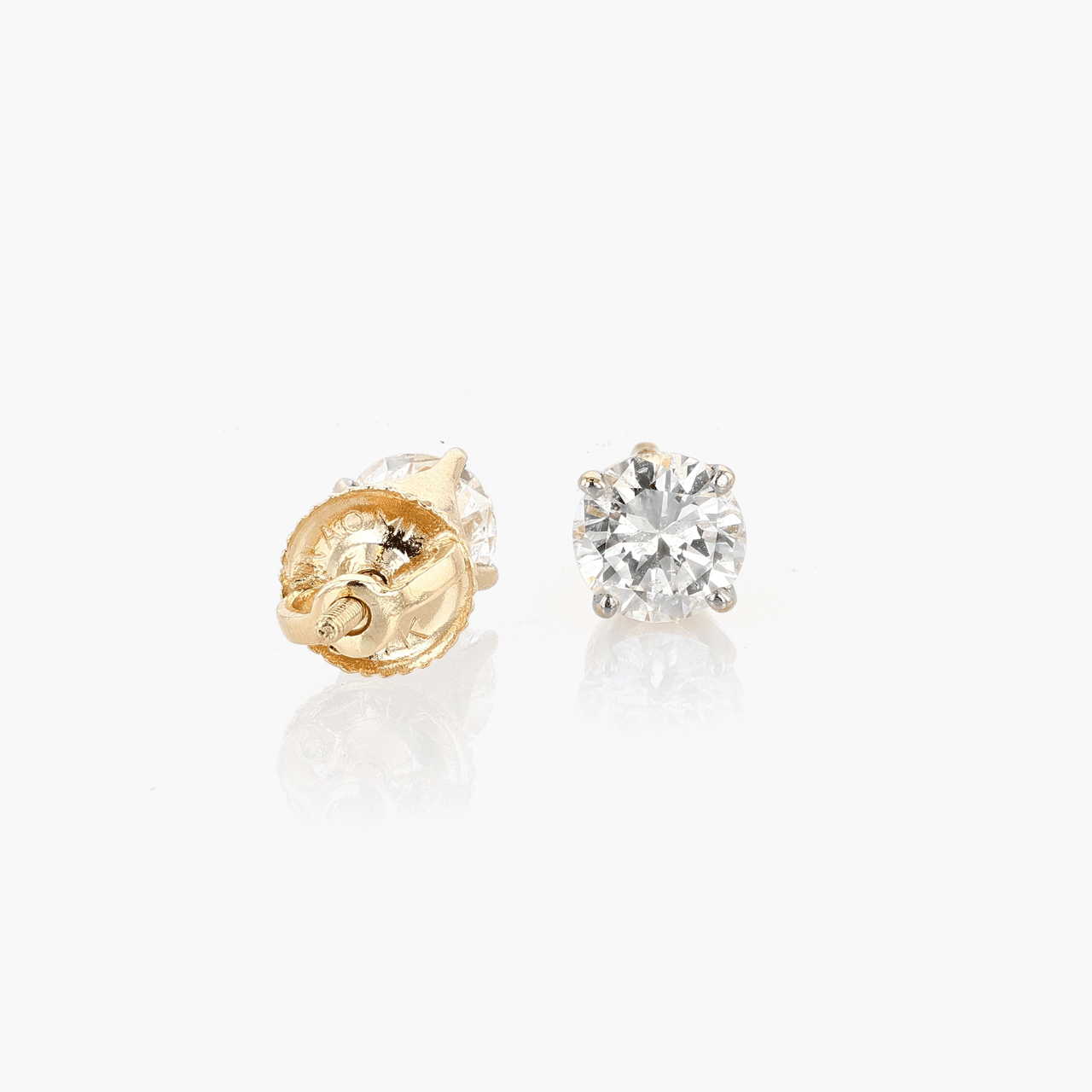 Gold and Diamond Stud Earrings