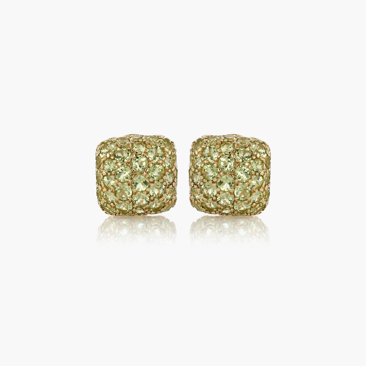 Gold and Pave Peridot Cushion Earrings