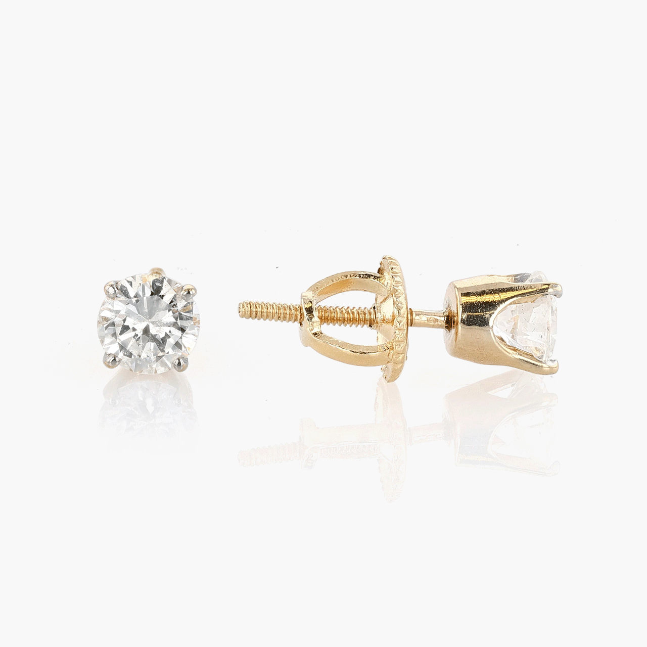 Gold and Diamond Stud Earrings