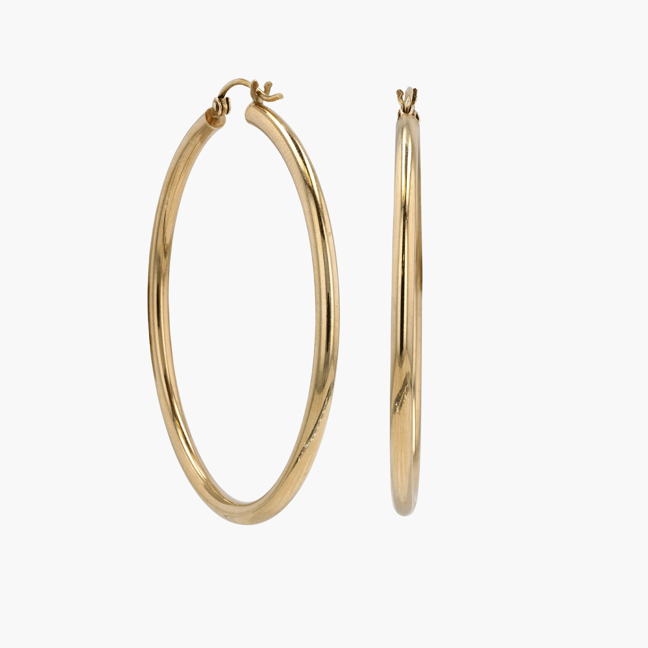Gold Tube Gold Hoop Earrings