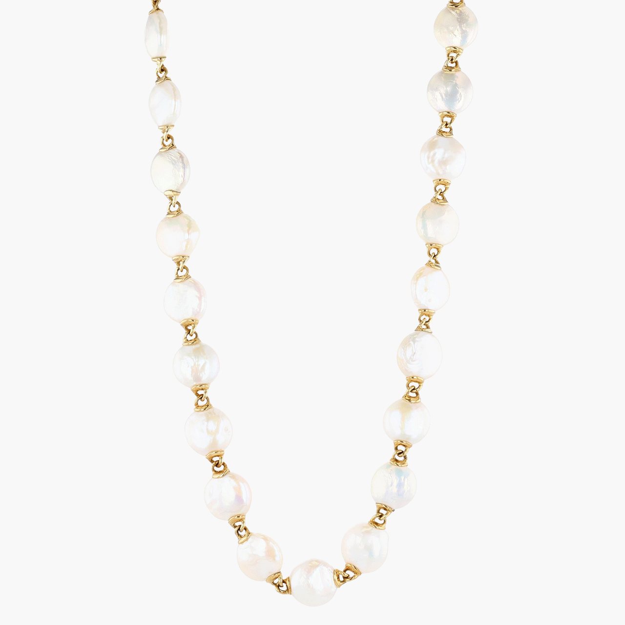 Gold and Coin Pearl Yvel Biwa Necklace