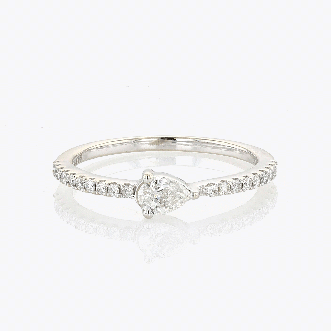 White Gold, Pear Shaped Diamond, and Diamond Ring