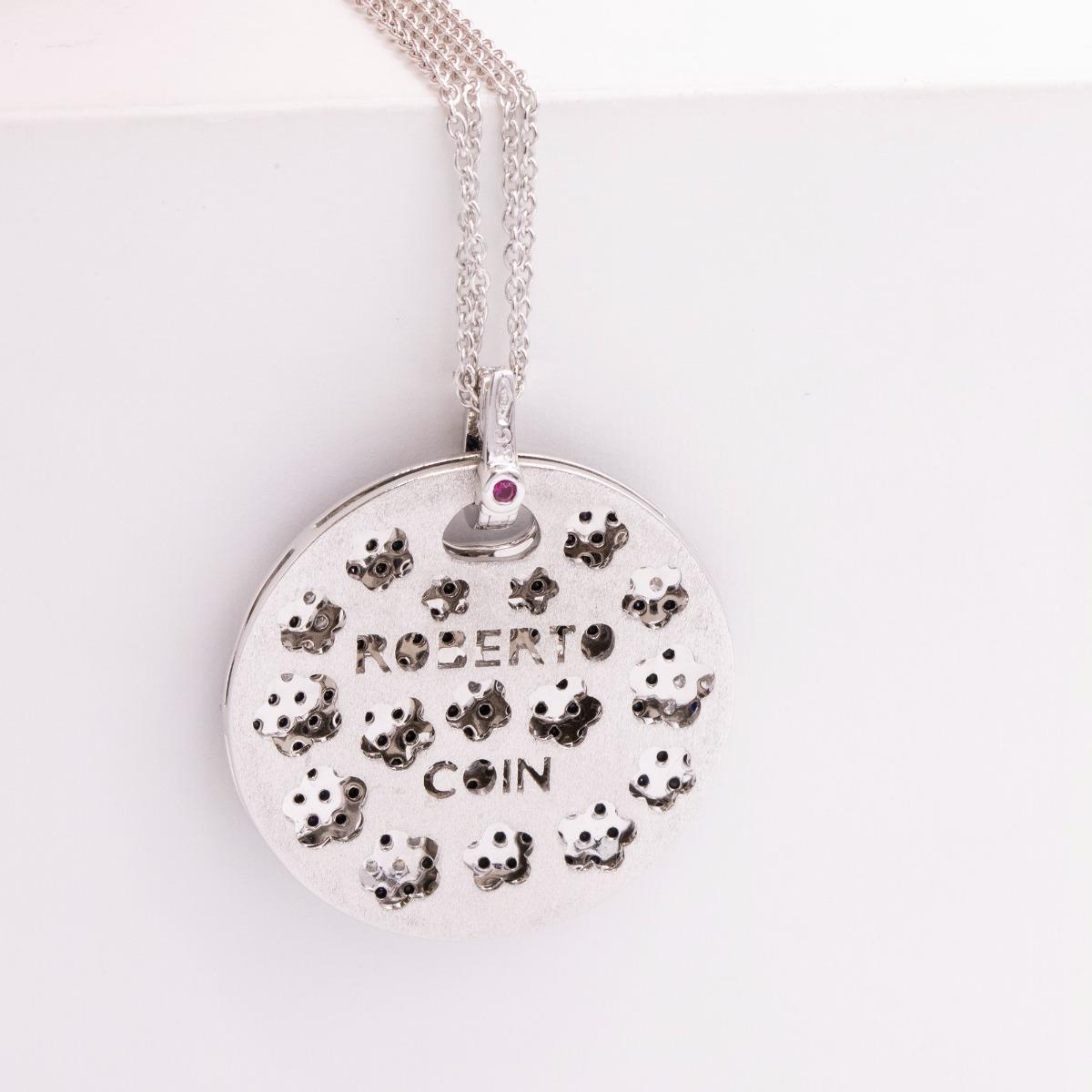 Vintage Roberto Coin Fantastia 18KT Gold Black and White Diamond Pendant