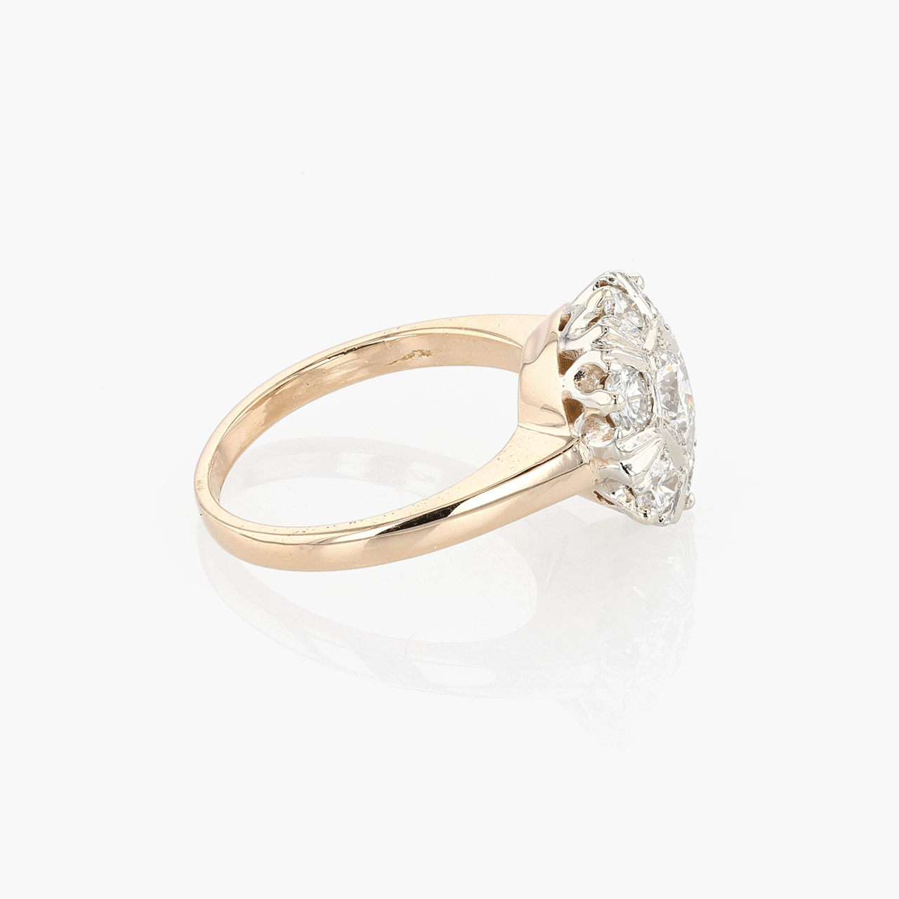 Gold and White Gold Diamond cluster ring