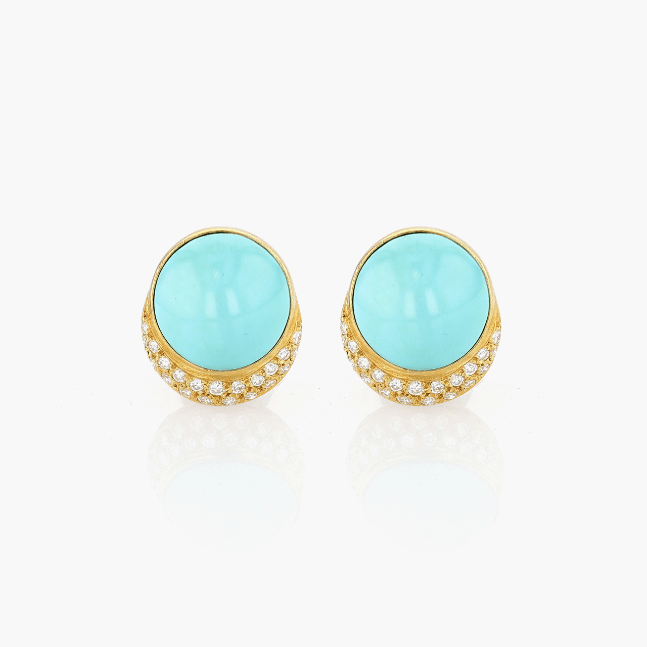 Tiffany & Co. Gold, Turquoise, and Diamond Ear Clips