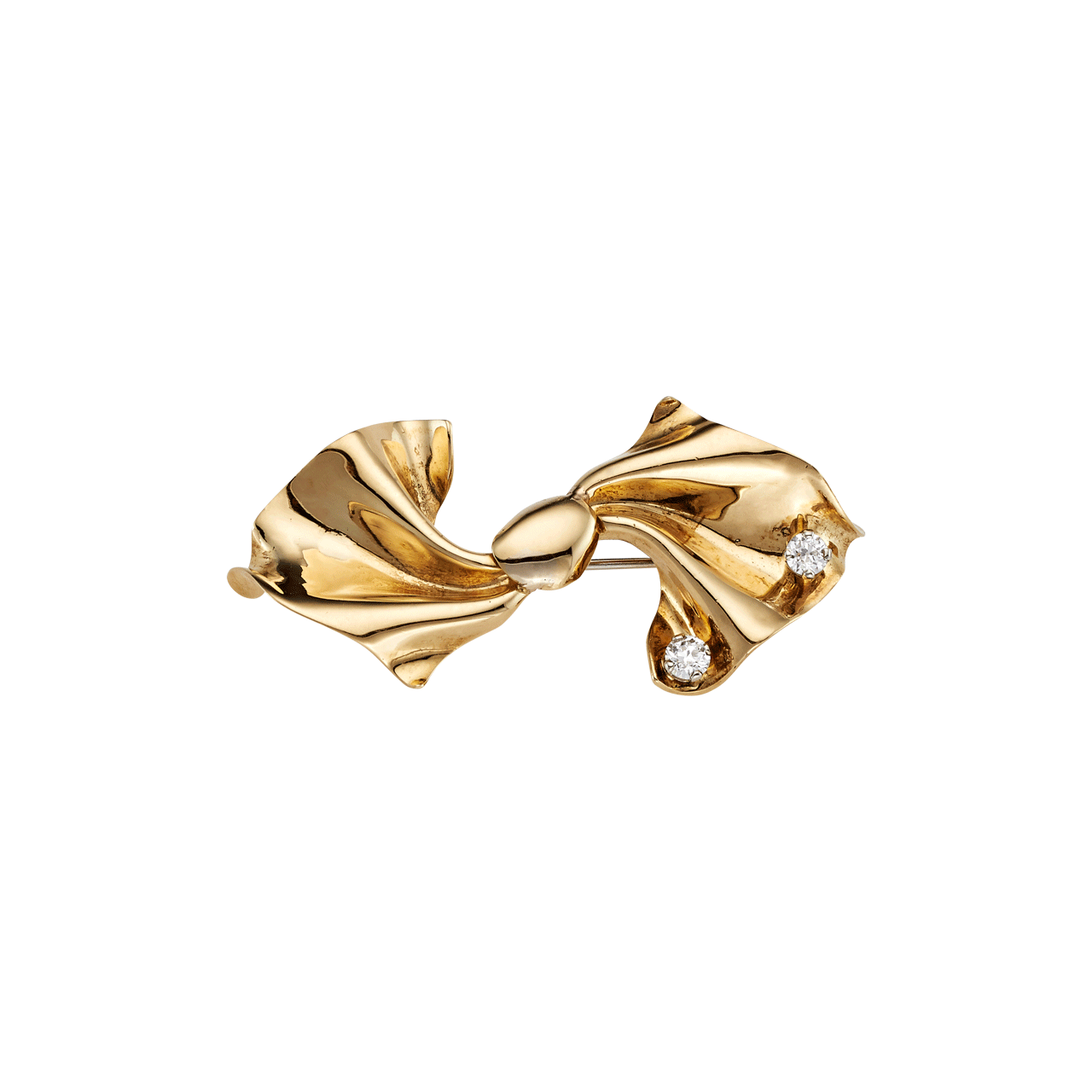 Vintage 18KT Gold and Diamond Bow Pin