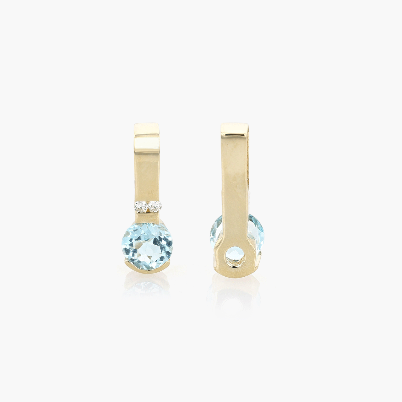 Gold and Blue Topaz Necklace Slide Pendant