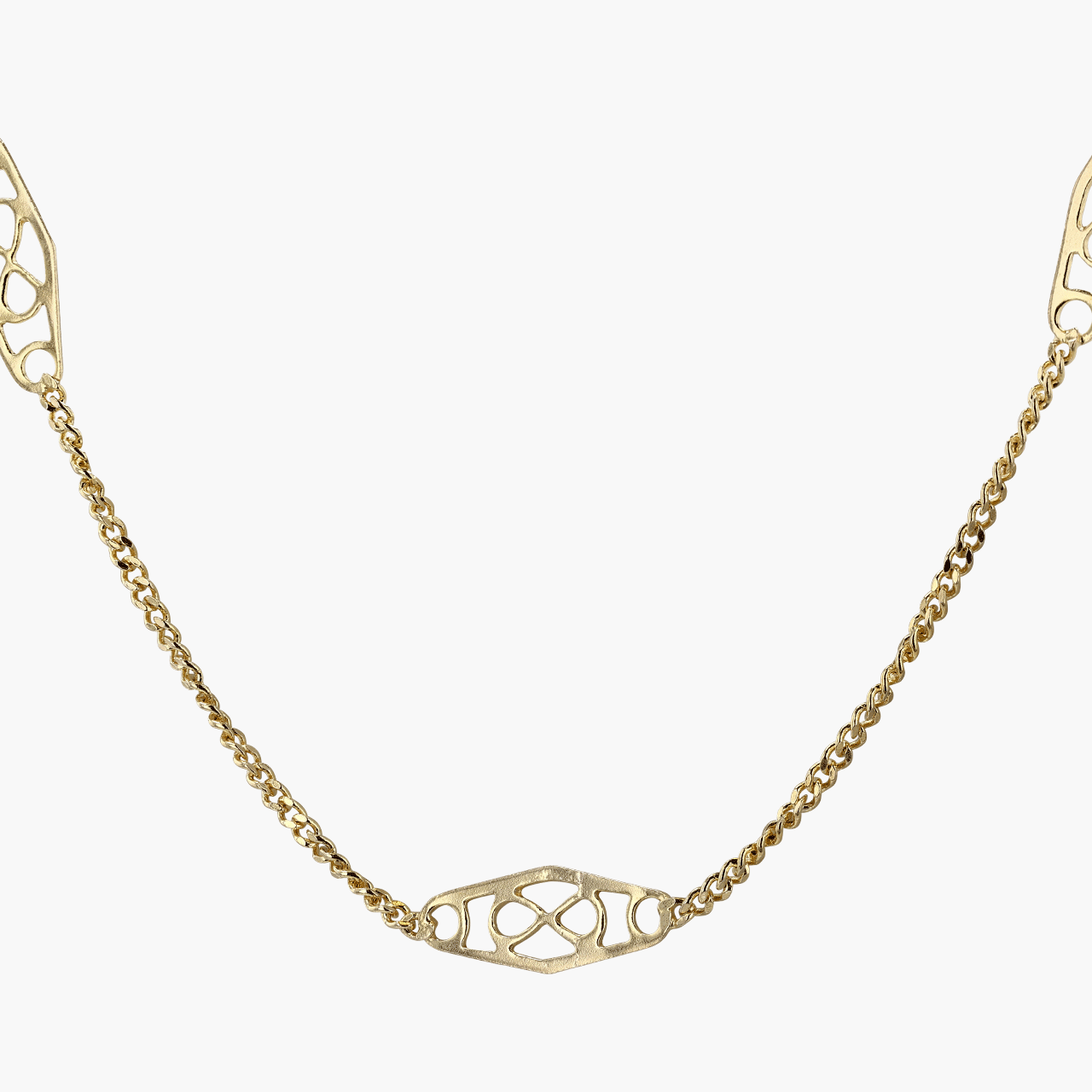 Gold Fine Curb Chain with Infinity Motifs