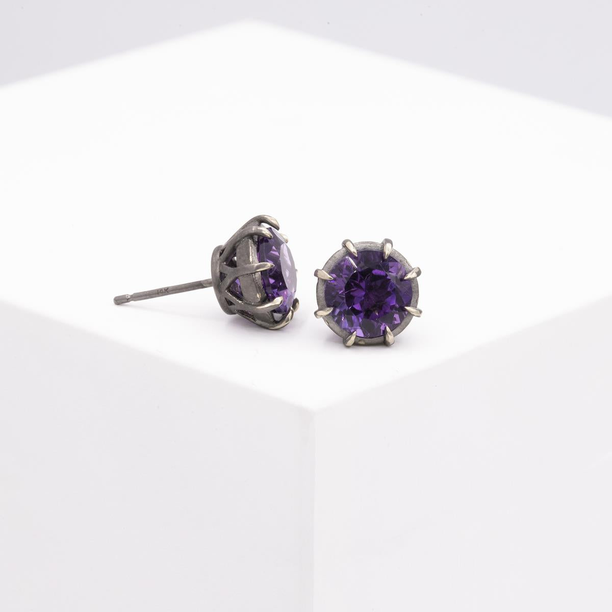 Gemma Collection 14KT Gold Amethyst Pushback Stud Earrings