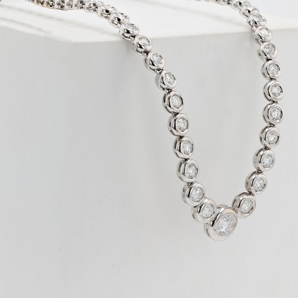 18KT Gold Diamond Bezel Set RivieraNecklace