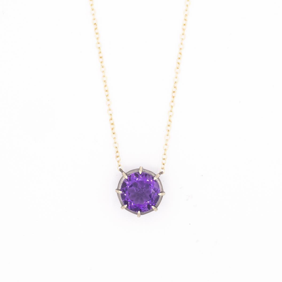 Gemma Collection 14KT Gold Amethyst Pendant Necklace