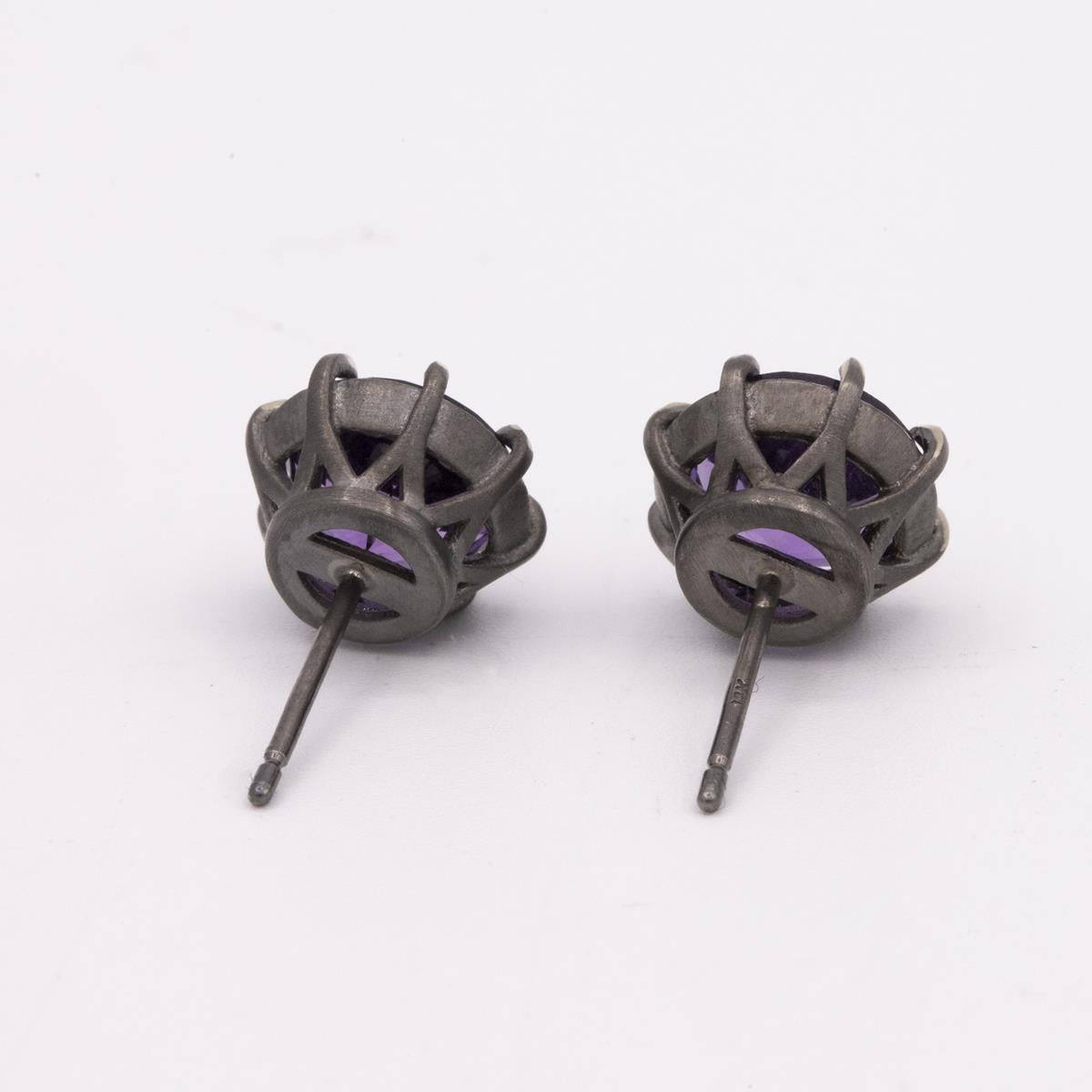 Gemma Collection 14KT Gold Amethyst Pushback Stud Earrings