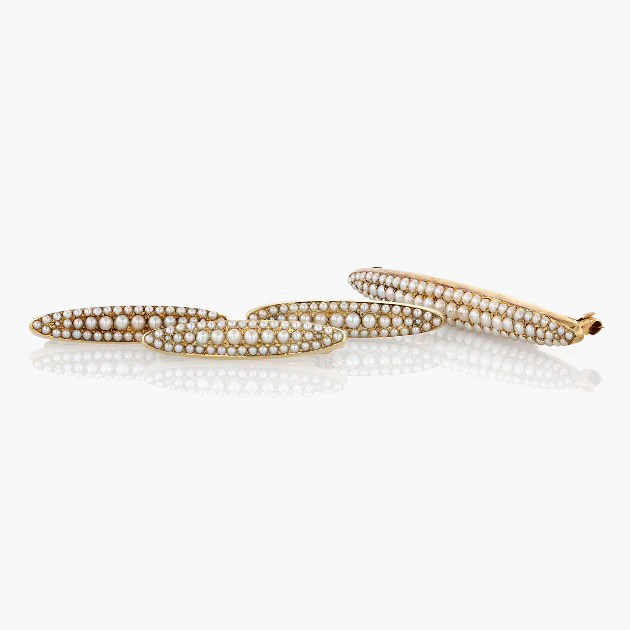 Antique Victorian Gold and Seed Pearl Pin Set