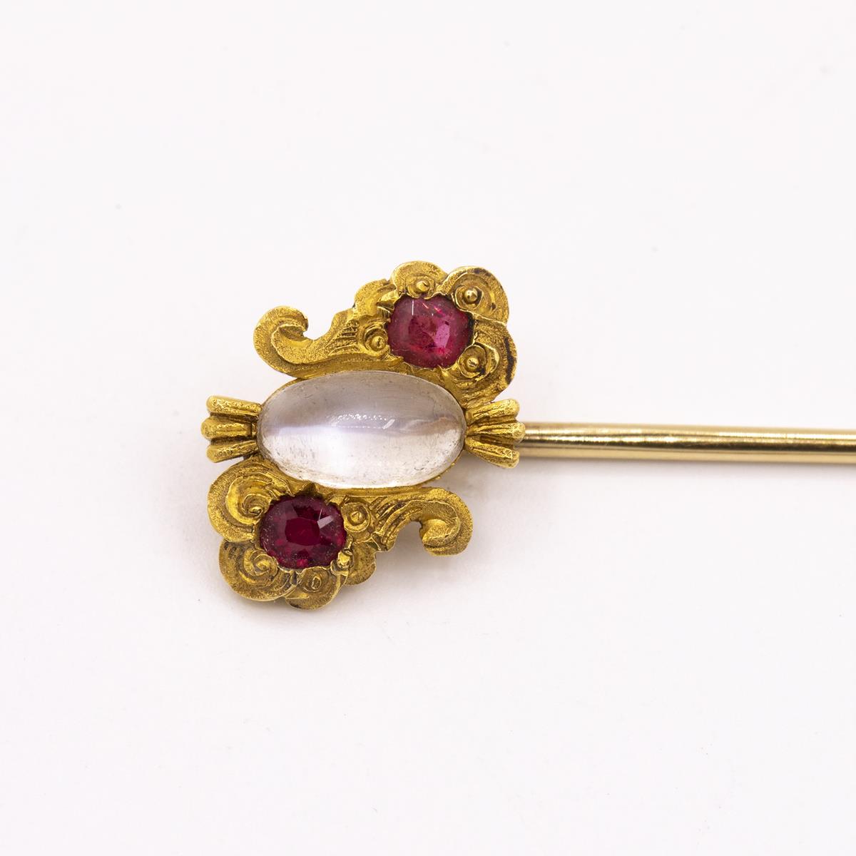 Tiffany & Co. Moonstone & Sapphire Stick Pin