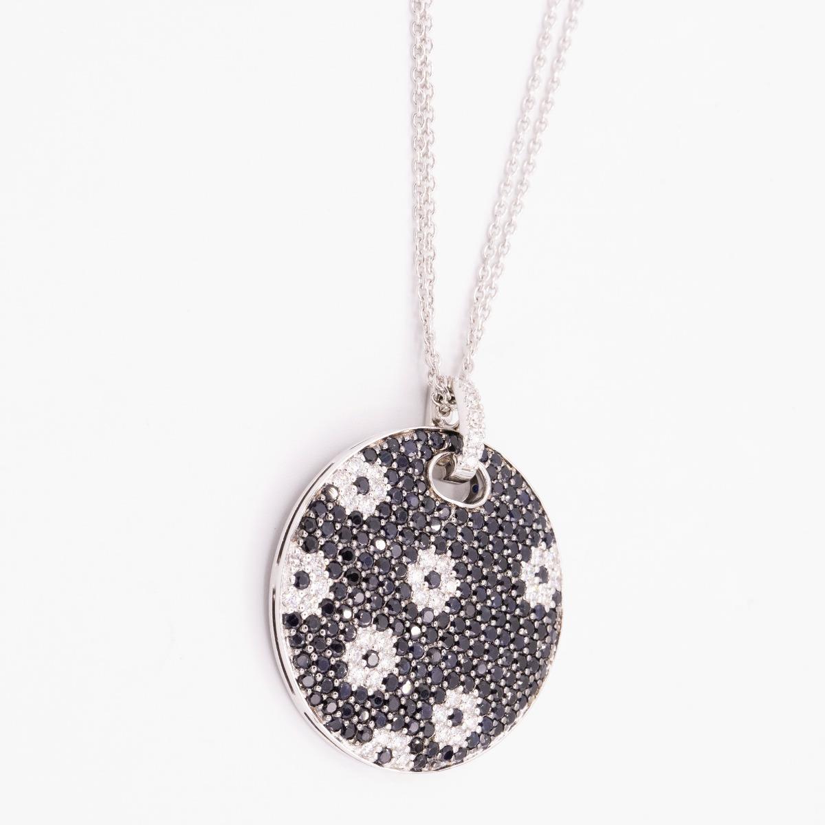 Vintage Roberto Coin Fantastia 18KT Gold Black and White Diamond Pendant
