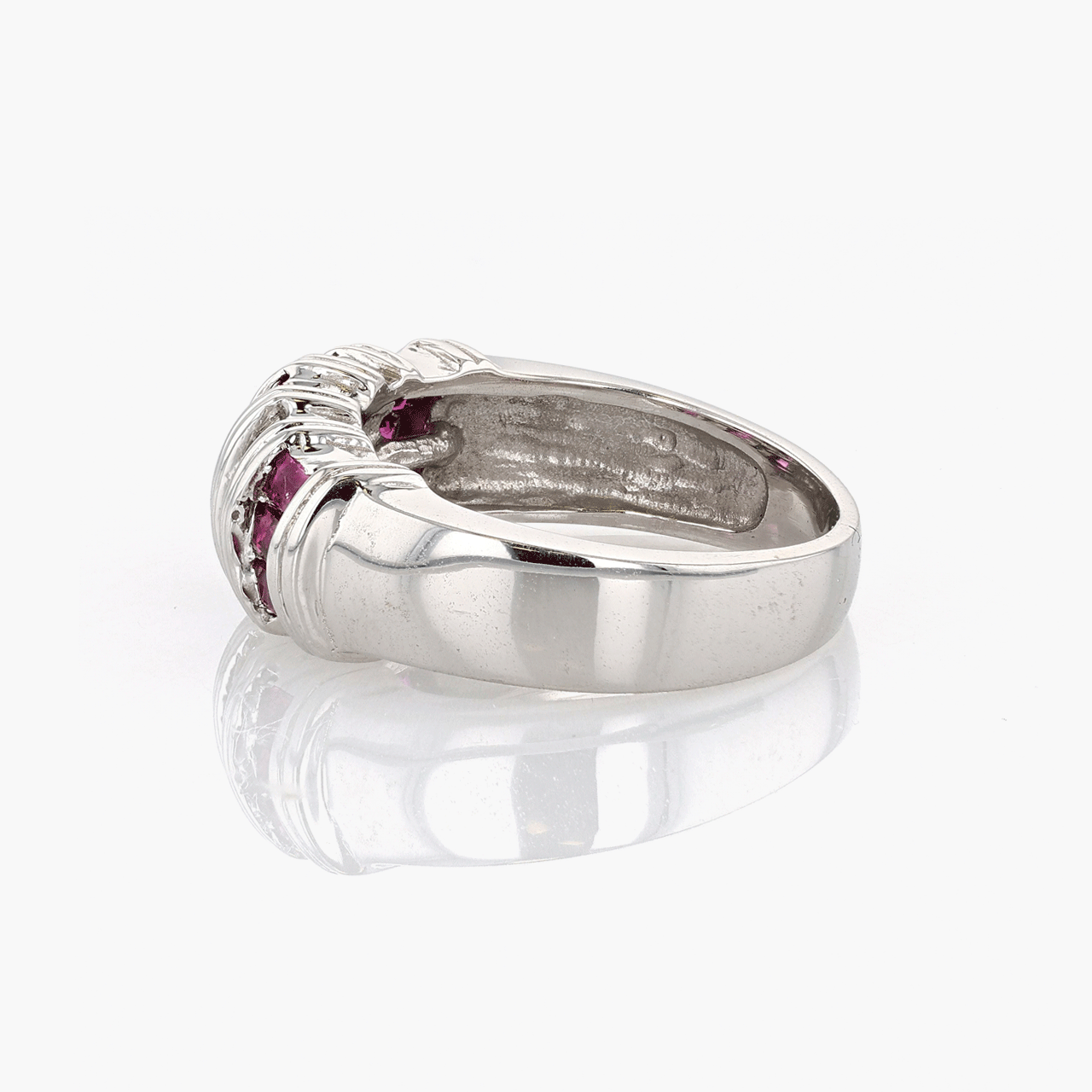 White Gold, Diamond, and Ruby Cocktail Ring