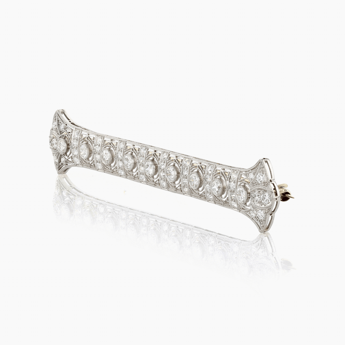 Antique Platinum, Gold, and Old Cut Diamond Bar Pin