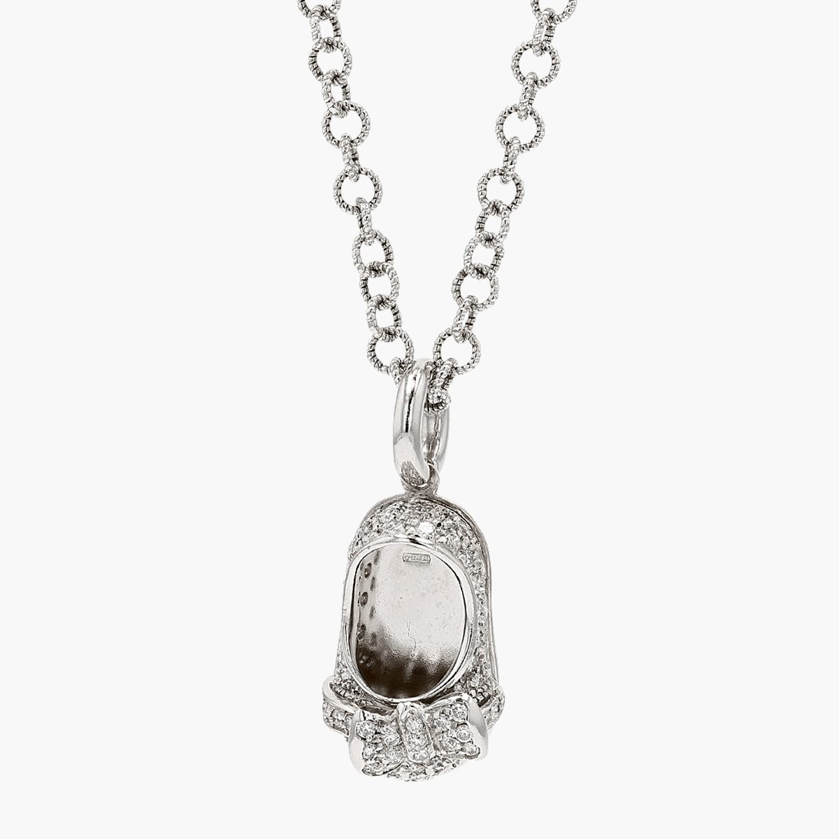 White Gold and Diamond Aaron Basha Baby Shoe Charm With Chain