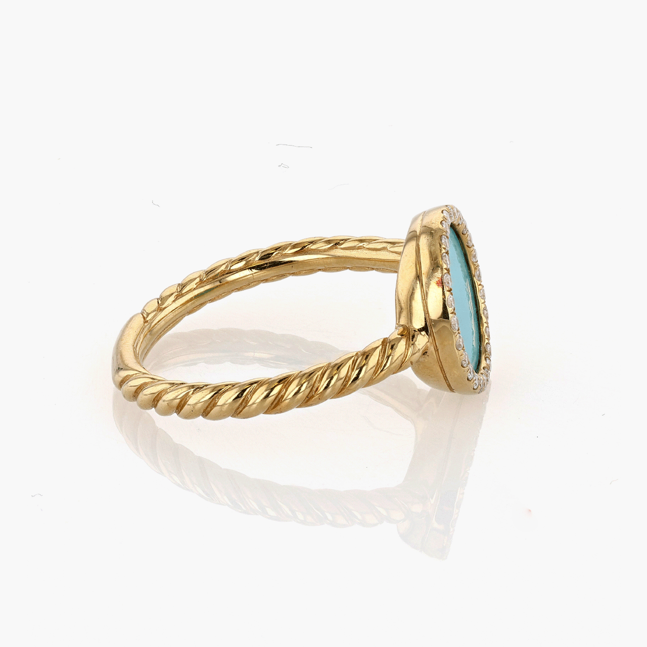 David Yurman Gold, Turquoise, and Diamond Elements Ring