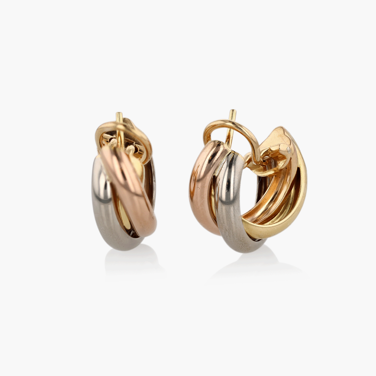 Cartier Trinity Tri-Color Gold Earrings