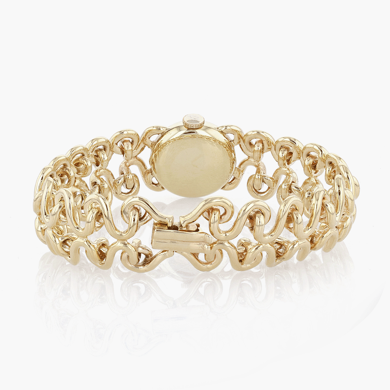 Gold LeCoultre Retro Mechanical Integrated Bracelet Watch