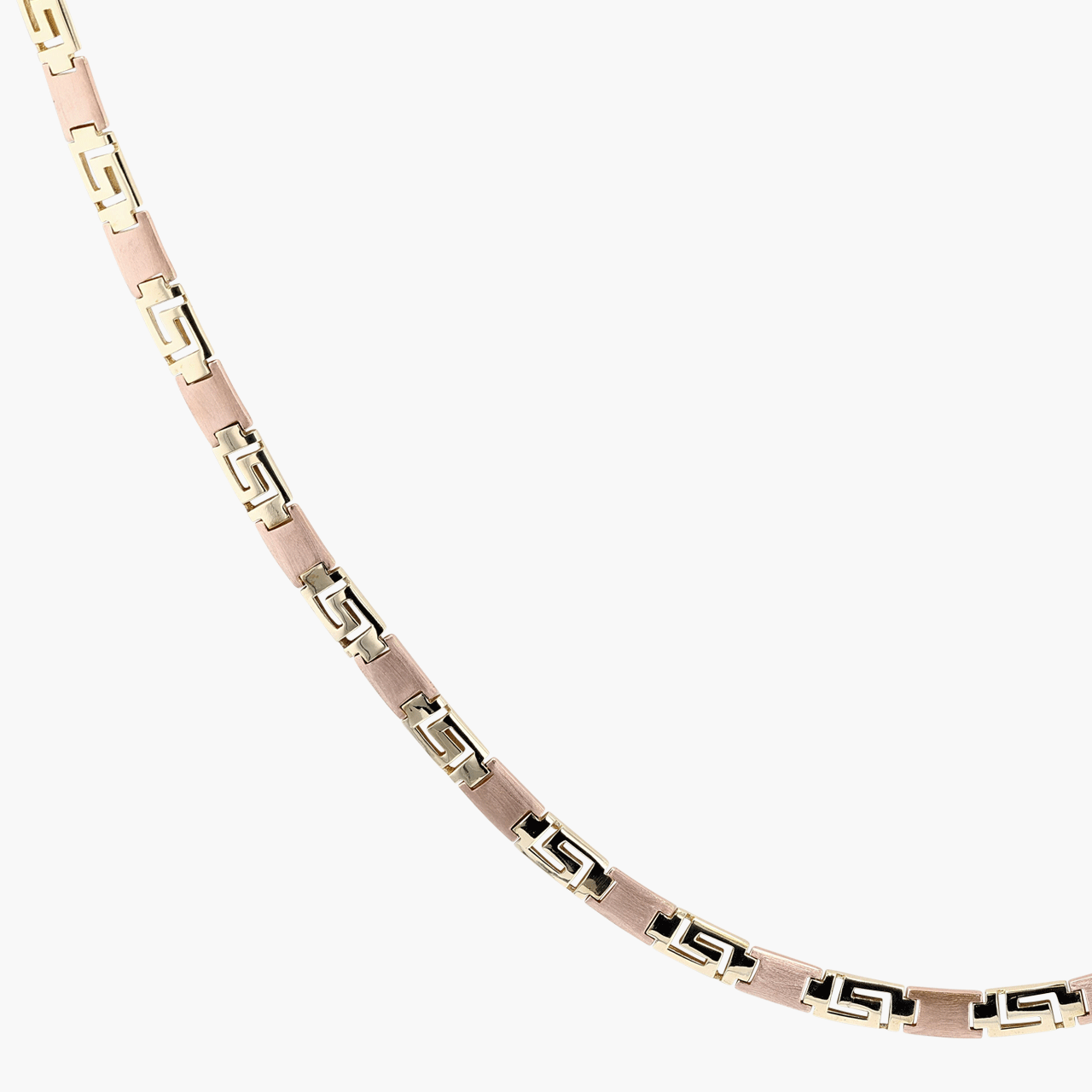 14k Gold Greek Key Motif Necklace and Bracelet
