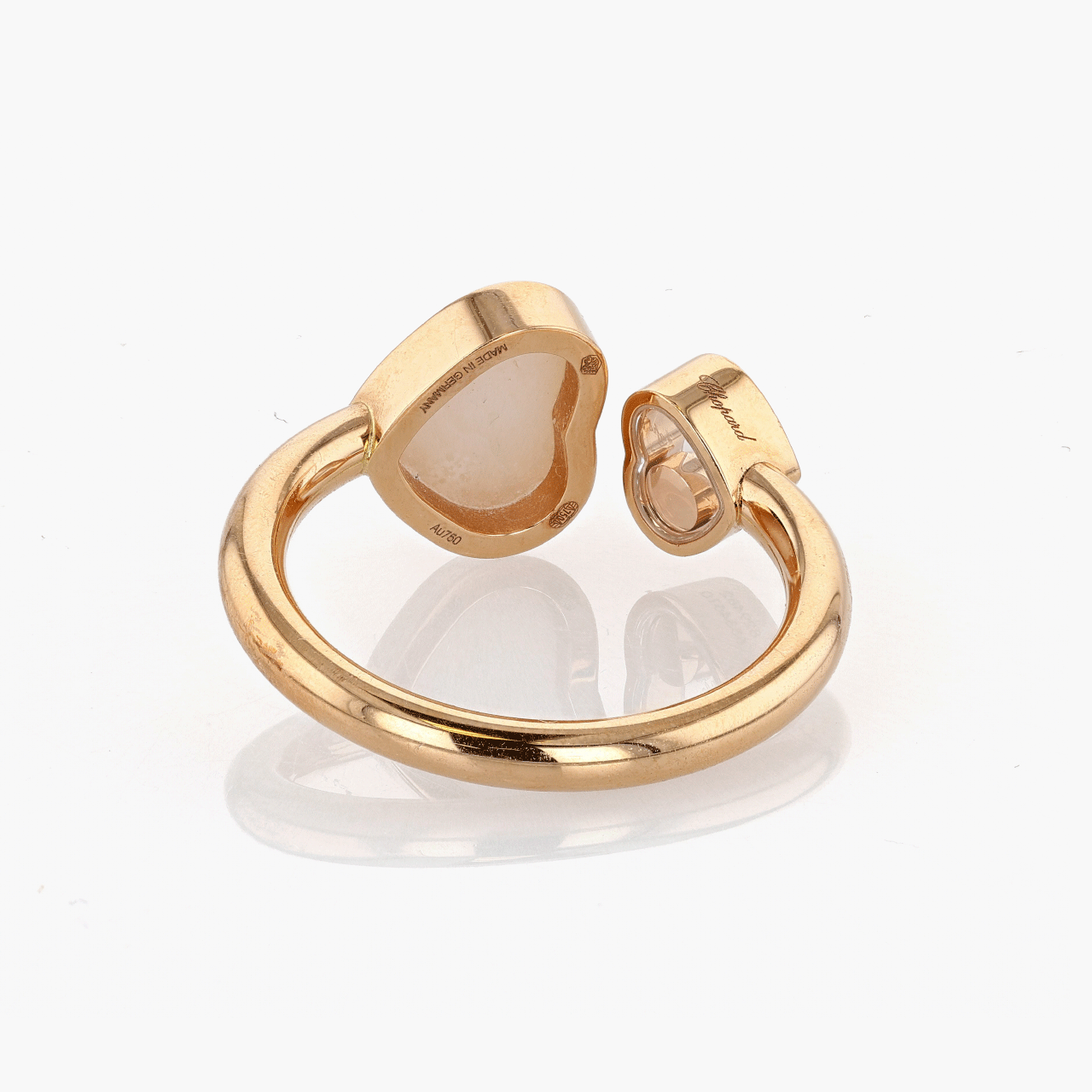 Chopard Rose Gold, Mother-Of-Pearl, and Diamond Happy Hearts Ring