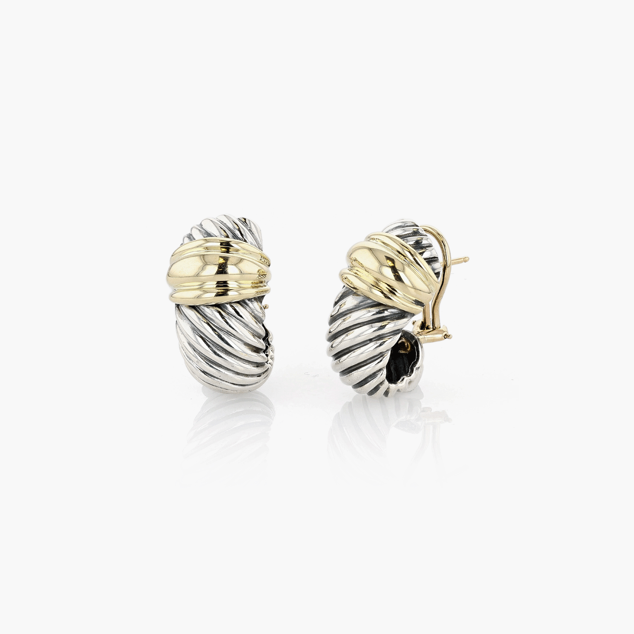 Gold and Silver David Yurman Cable Earrings