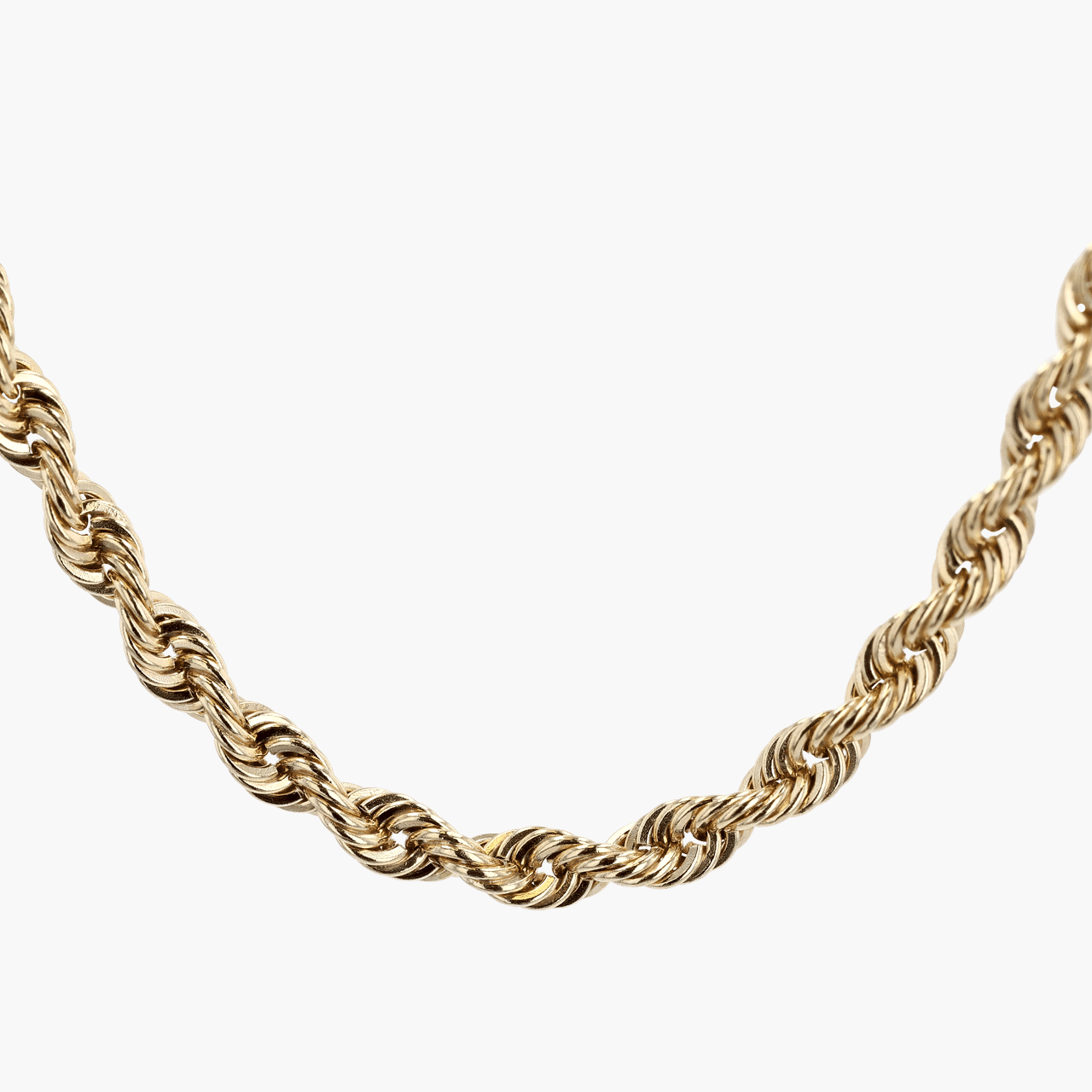 Solid 22 Inch Gold Rope Chain Necklace