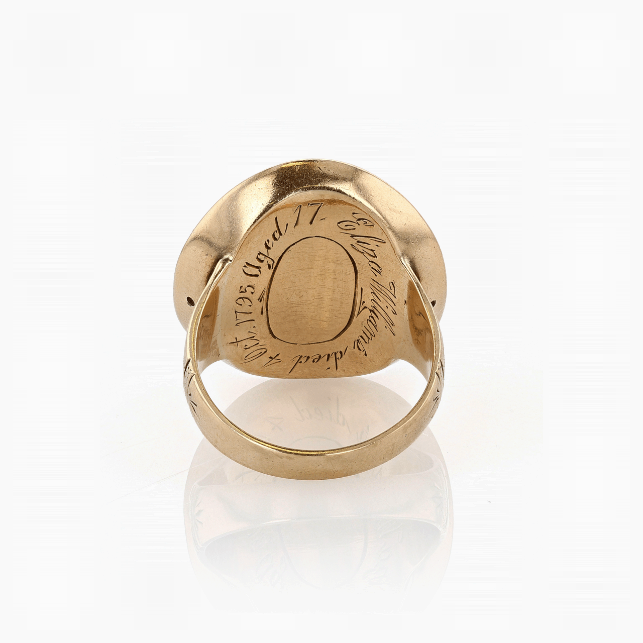 Antique Georgian Gold, Diamond, Seed Pearl, and Blue Enamel Mourning Ring