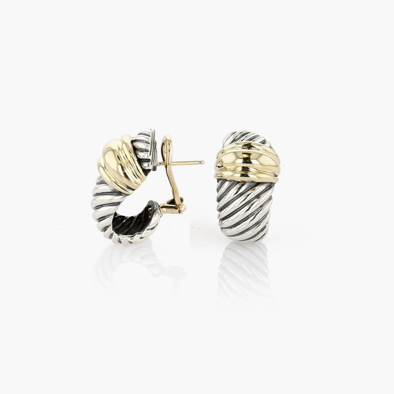 Gold and Silver David Yurman Cable Earrings