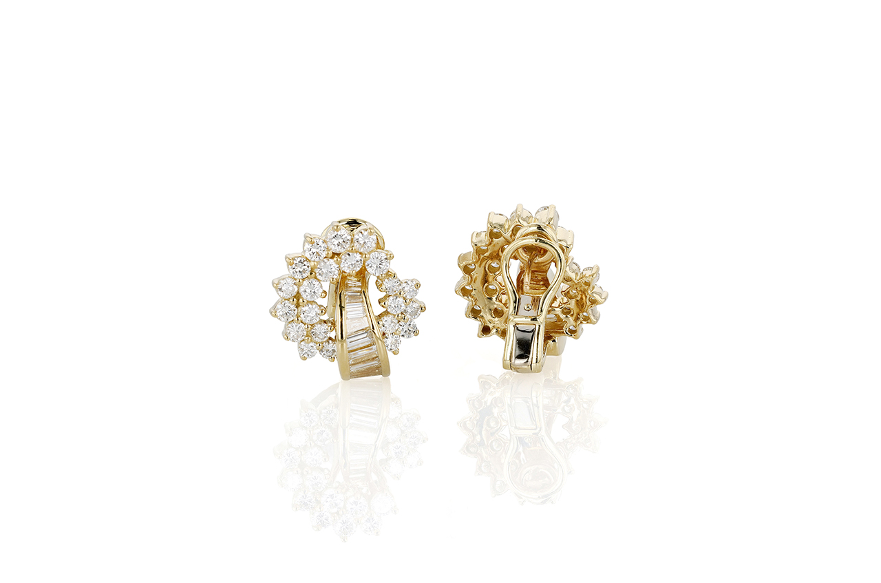 Jose Hess Gold and Diamond Cluster Earrings