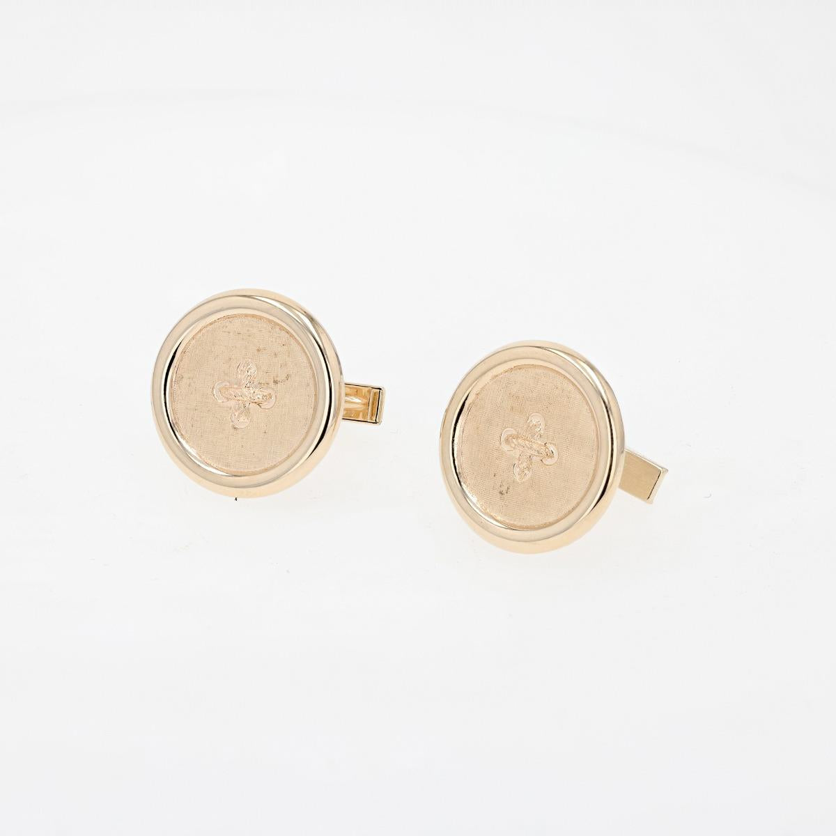14KT Gold Large Button Cufflinks