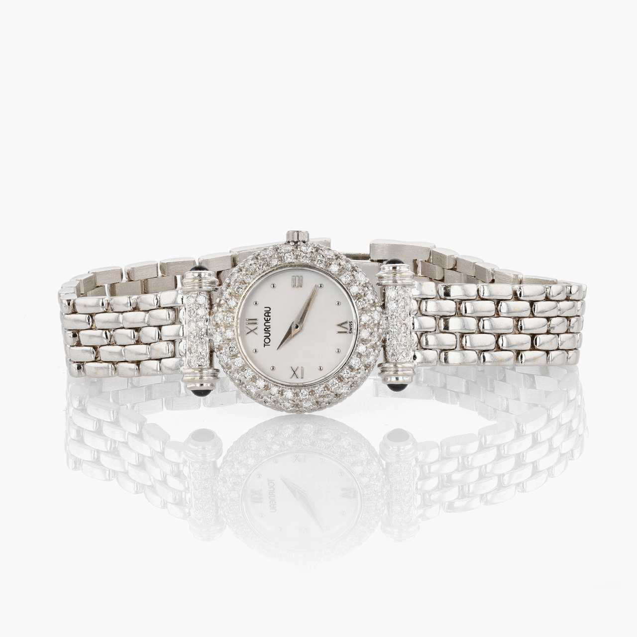 Tourneau White Gold, Diamond, and Mother of Pearl Wrist Watch