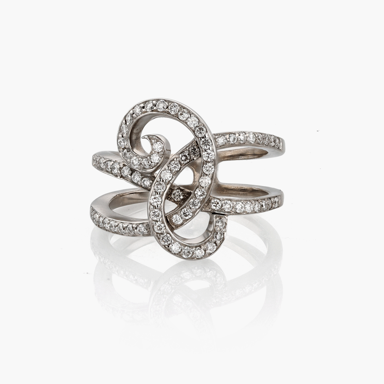 White Gold and Diamond Free Form Ring
