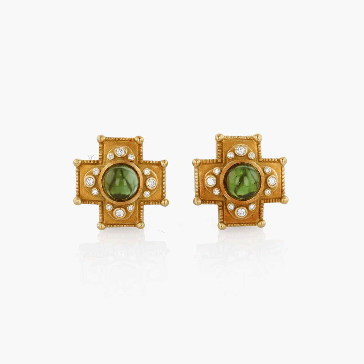 18k Gold Kieselstein-Cord Tourmaline Earrings