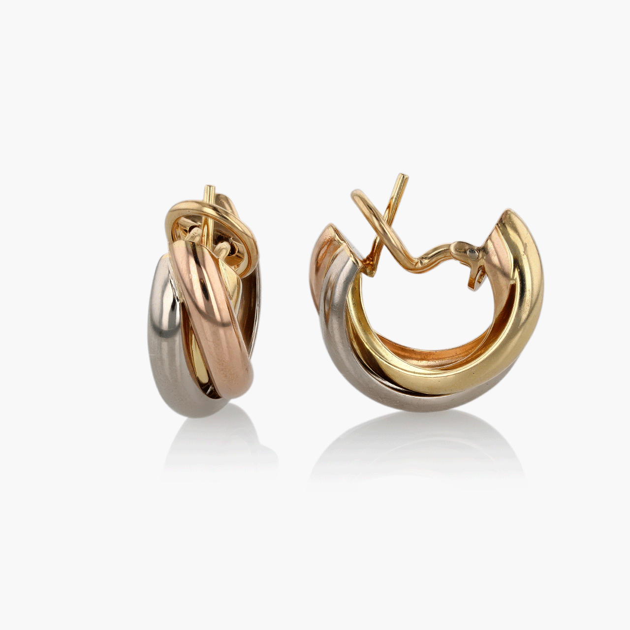 Cartier Trinity Tri-Color Gold Earrings