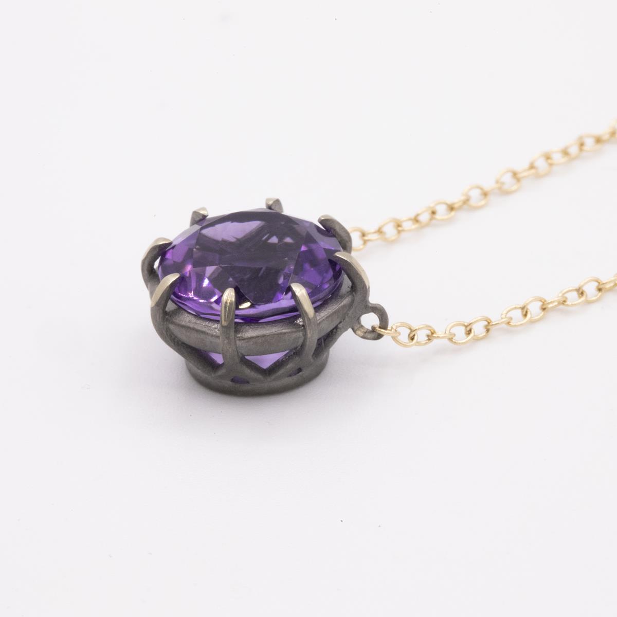Gemma Collection 14KT Gold Amethyst Pendant Necklace