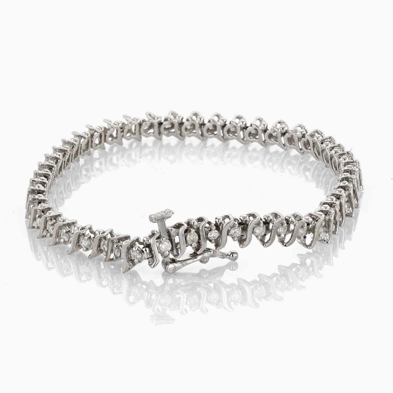 White Gold and Diamond Line Bracelet