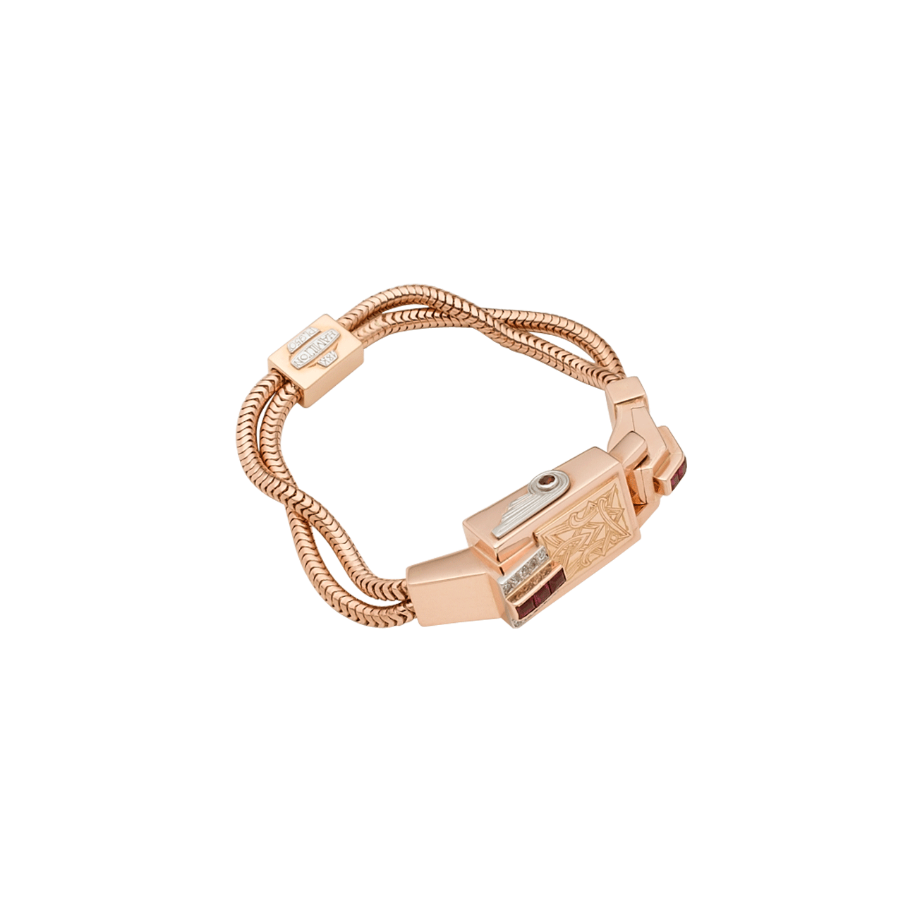 Retro Platinum and Gold Watch Case Bracelet Circa 1934-1945